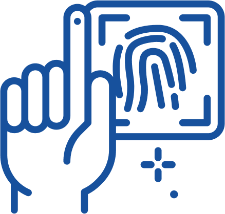 Finger on fingerprint scanner icon