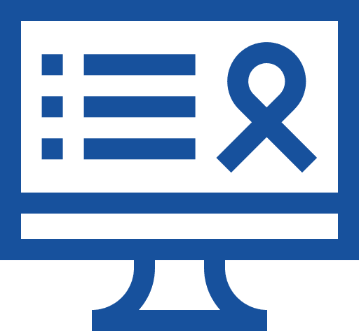 Blue monitor icon with ribbon and checklist